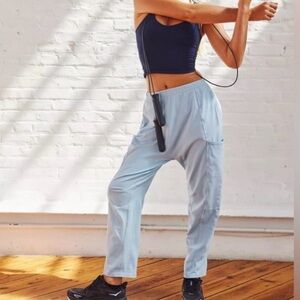 Free People Movement Hot Shot Pants Small Oxford Blue Relaxed Athleisure Jogger
